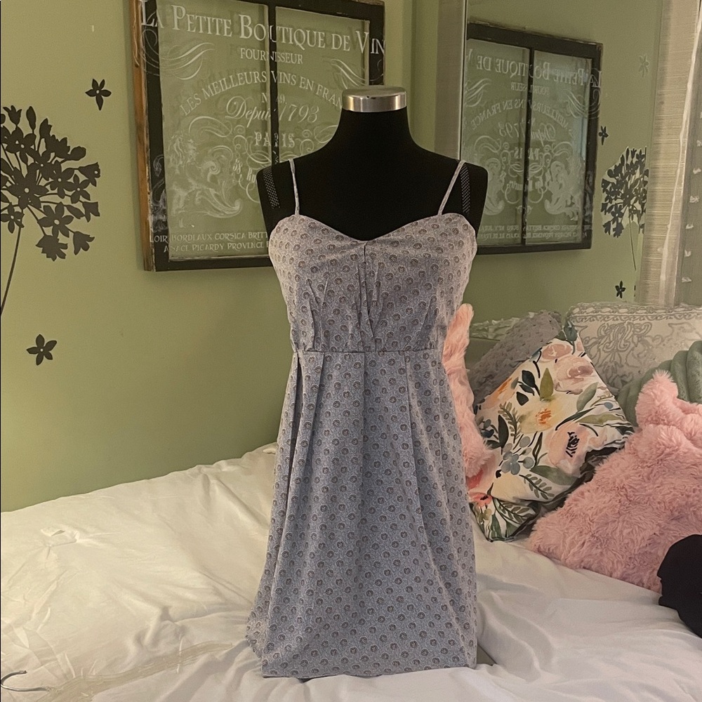 PJK Chic Light Blue Patterned Sun Dress size Medium.